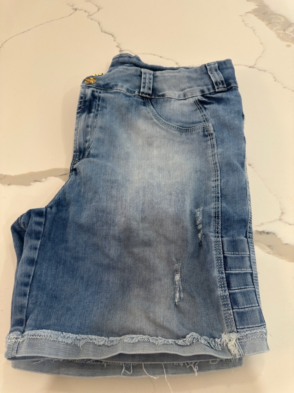 Women's Light Blue Denim Jean Shorts with Frayed Hem